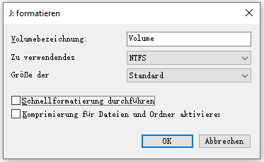 Deaktivieren Sie die Option Schnellformatierung durchführen