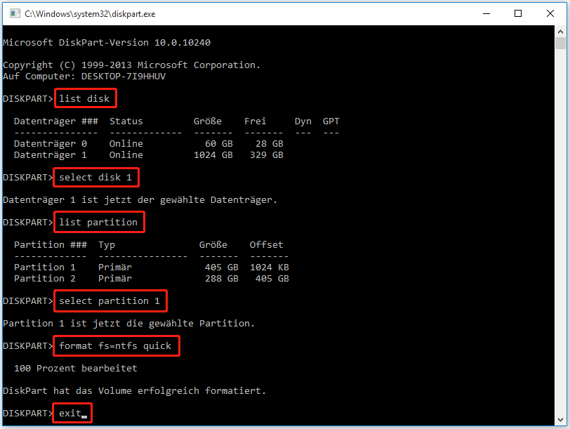 Formatieren Sie die Partition