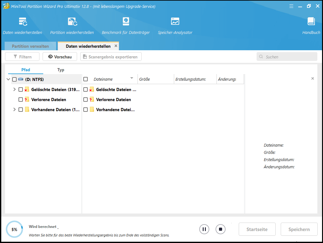 Der Scanvorgang zur Datenwiederherstellung