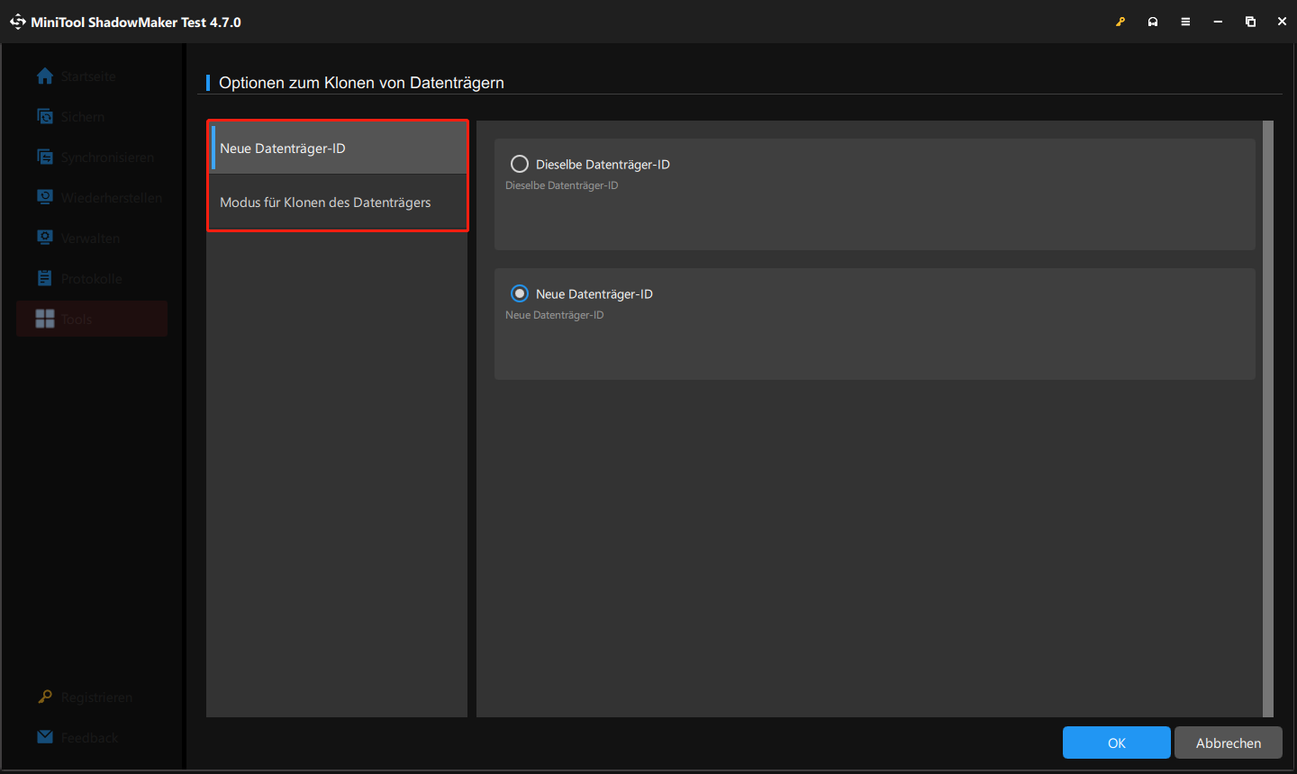 Datenträger-ID und Klon-Modus nach Bedarf in MiniTool ShadowMaker anpassen