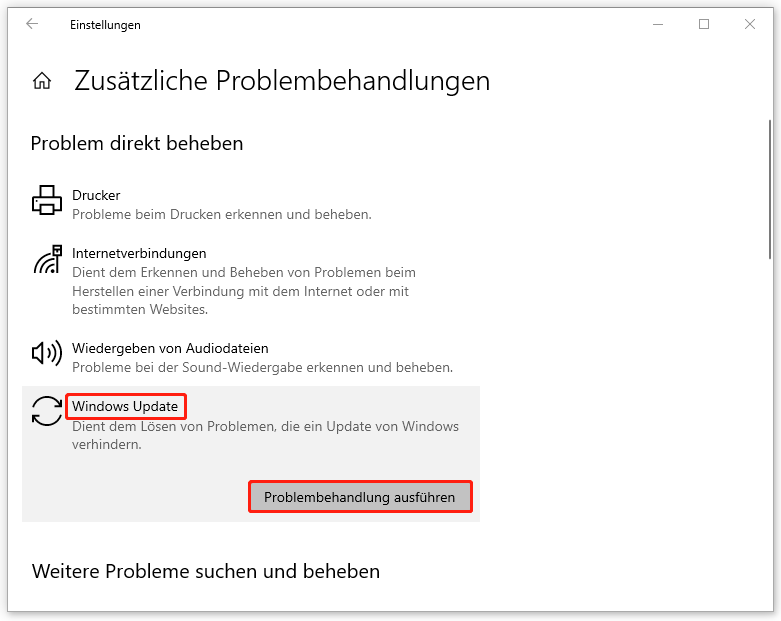 Windows Update-Problembehandlung ausführen