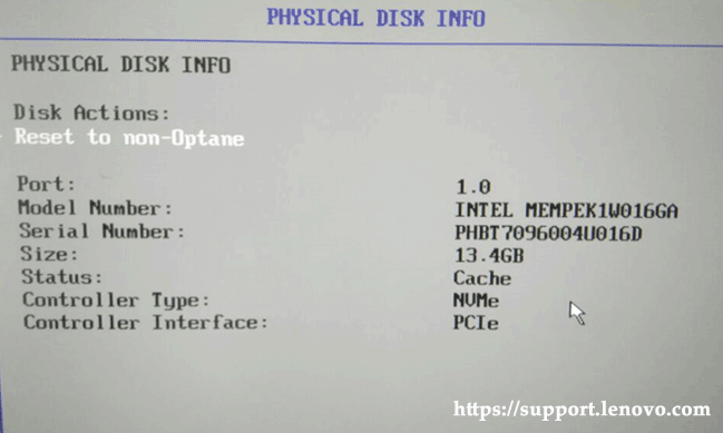 zum Deaktivieren des Intel Optane-Speichers wählen Sie im BIOS die Option „Reset to non-Optane“