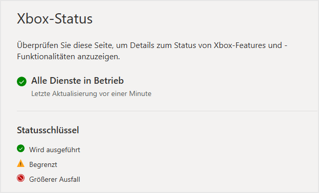 Status des Xbox-Servers auf der offiziellen Website überprüfen