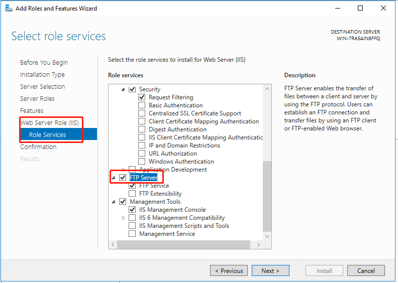 FTP-Server über den Server-Manager installieren