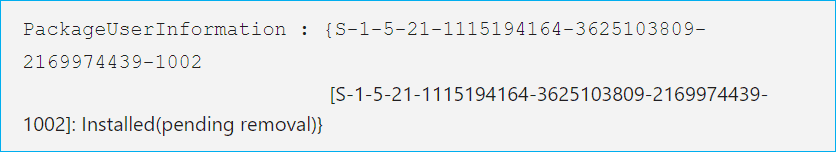 Installed (pending removal) in Windows PowerShell