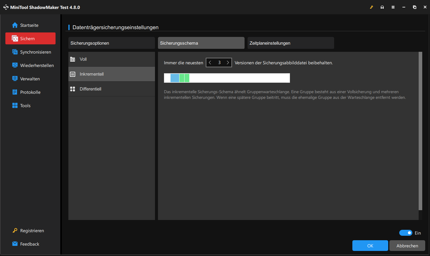 drei verfügbare Backup-Arten in MiniTool ShadowMaker