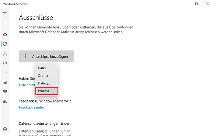 Wählen Sie im Dropdown-Menü Prozess, geben Sie PUBG in das Feld ein und klicken Sie auf Hinzufügen.