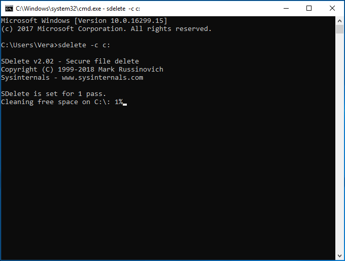 sdelete –c c: