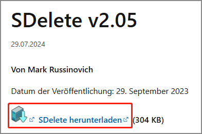 SDelete von Microsoft herunterladen