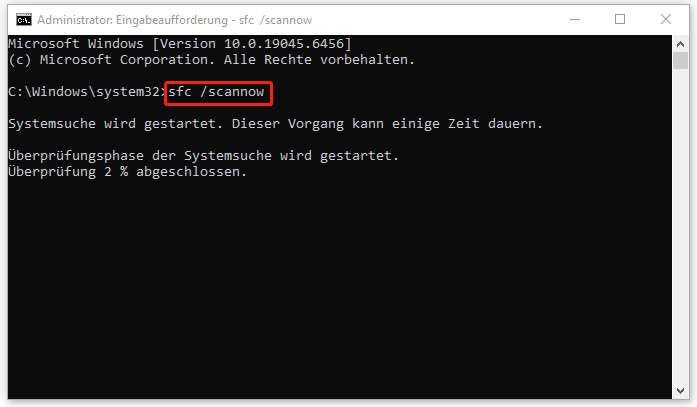 sfc /scannow ausführen