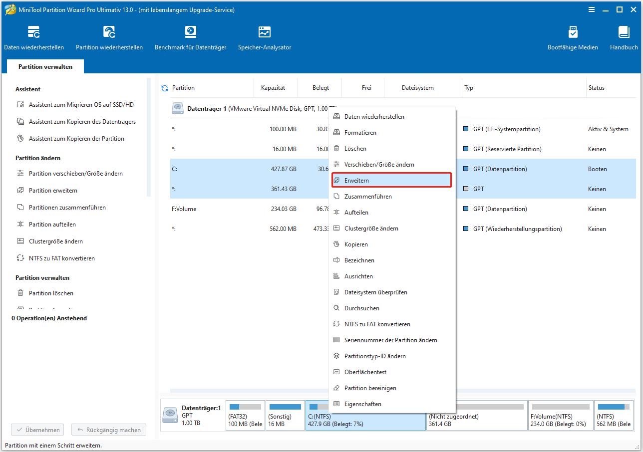 Erweitern auf MiniTool Partition Wizard klicken