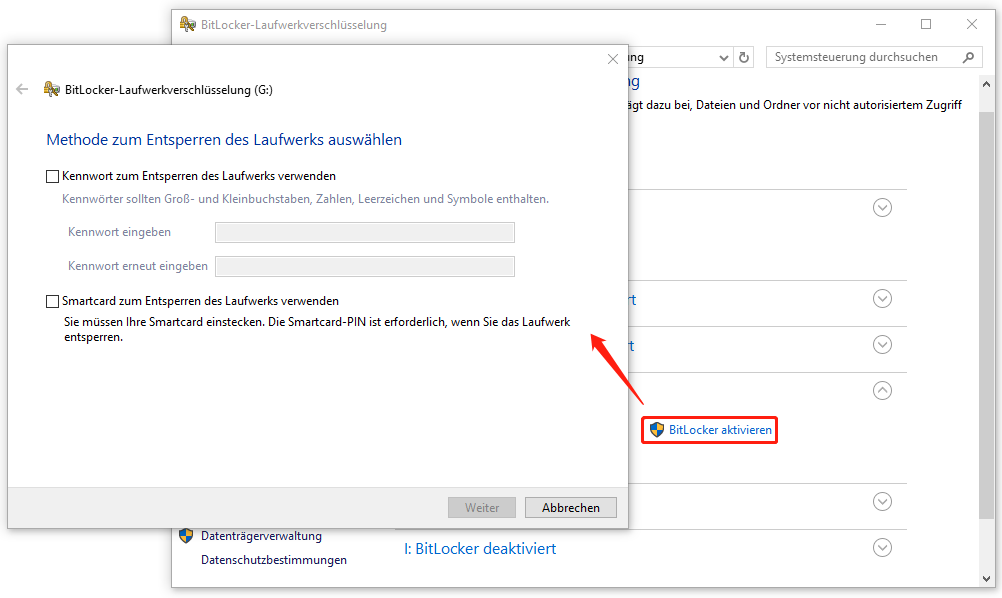 Laufwerk mit BitLocker verschlüsseln
