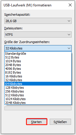 Formatieren Sie das USB-Laufwerk