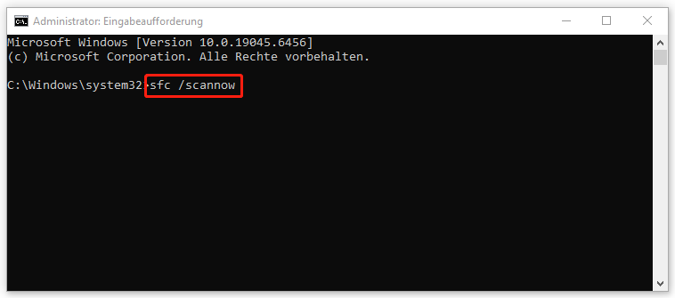 sfc /scannow in der Eingabeaufforderung ausführen