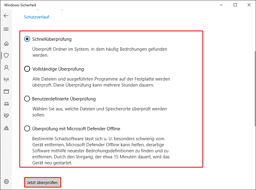Windows Defender beginnt nun, Ihr System je nach gewähltem Scan-Typ nach Bedrohungen zu durchsuchen.