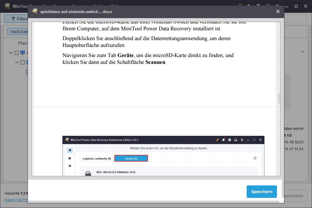 Die Funktion Vorschau in MiniTool Data Recovery