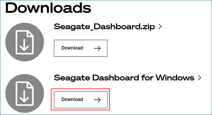 auf der Seagate Dashboard-Website Seagate Dashboard für Windows herunterladen
