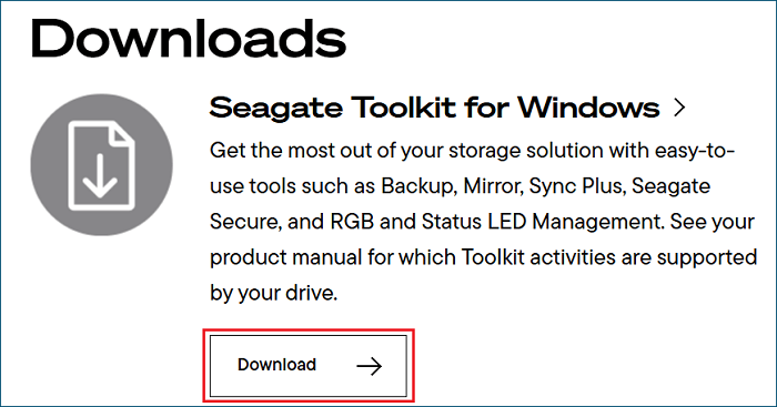 Seagate Toolkit von der offiziellen Website herunterladen