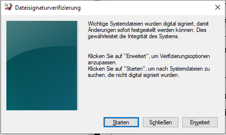 Im Dateisignaturverifizierung-Fenster klicken Sie auf Starten.