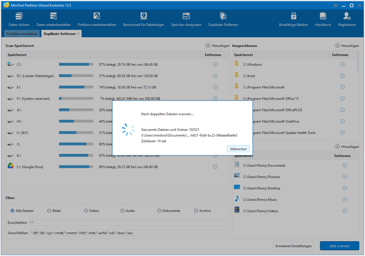 Mit dem Duplikate-Entferner werden Hash-Werte für doppelte Dateien generiert.