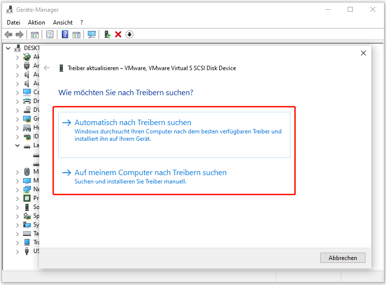 Aktualisieren Sie den Festplattentreiber.