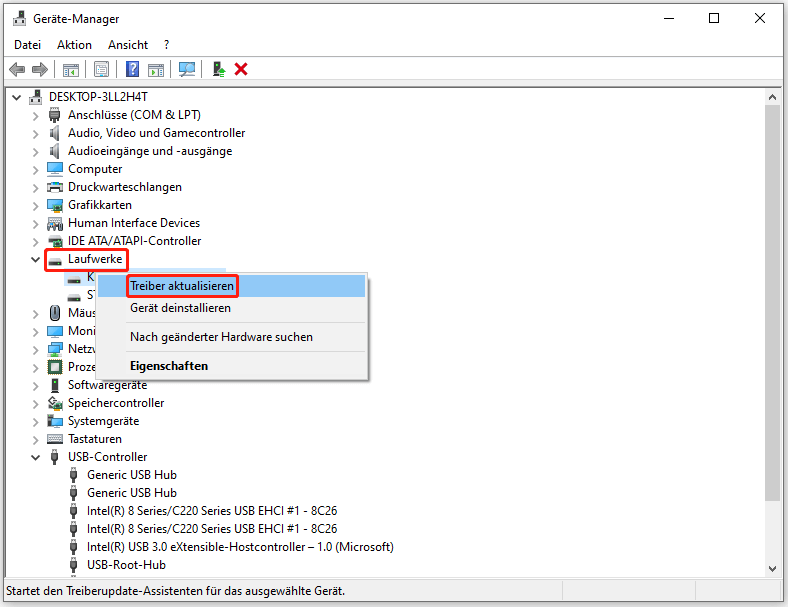 Treiber im Geräte-Manager aktualisieren