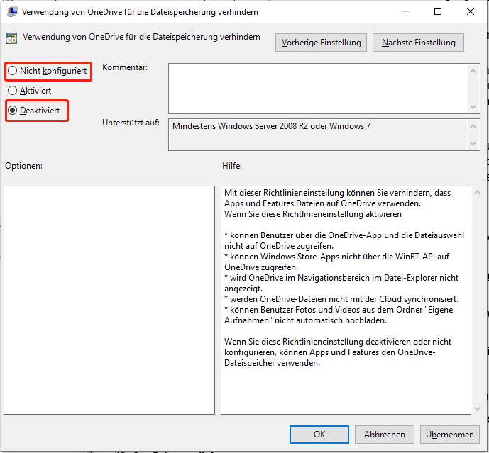 Deaktivierung der entsprechenden Richtlinie im lokalen Gruppenrichtlinien-Editor.
