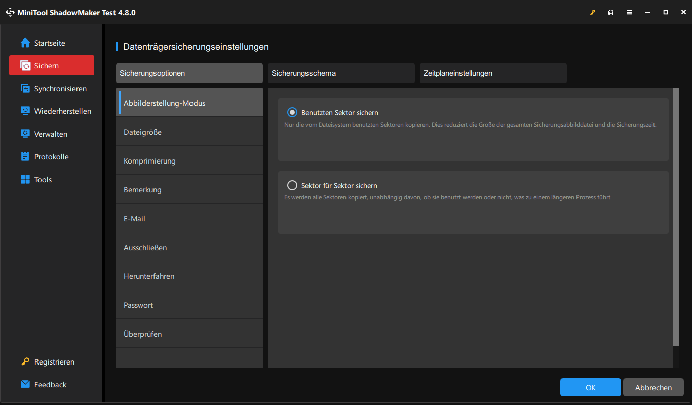 Ein Screenshot zu weiteren nützlichen Funktionen in MiniTool ShadowMaker.