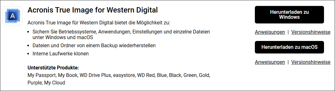Auswahl der Schaltfläche Herunterladen zu Windows oder Herunterladen zu macOS.
