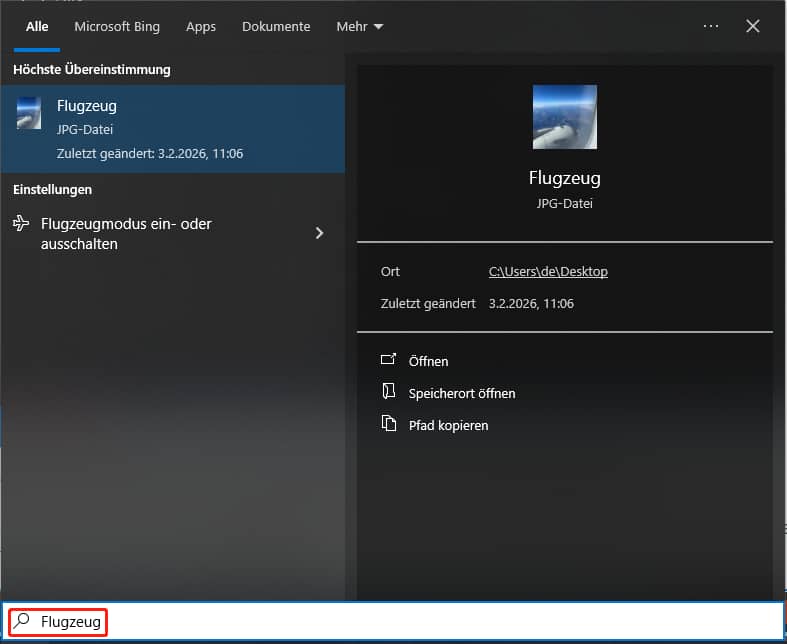 Suche nach der fehlenden Desktop-Datei.