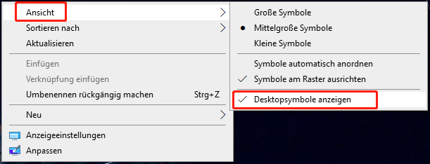 Ausgeblendete Desktop-Symbole anzeigen.
