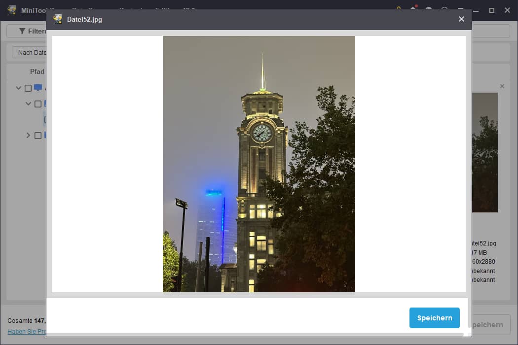Dateivorschau in MiniTool Power Data Recovery.