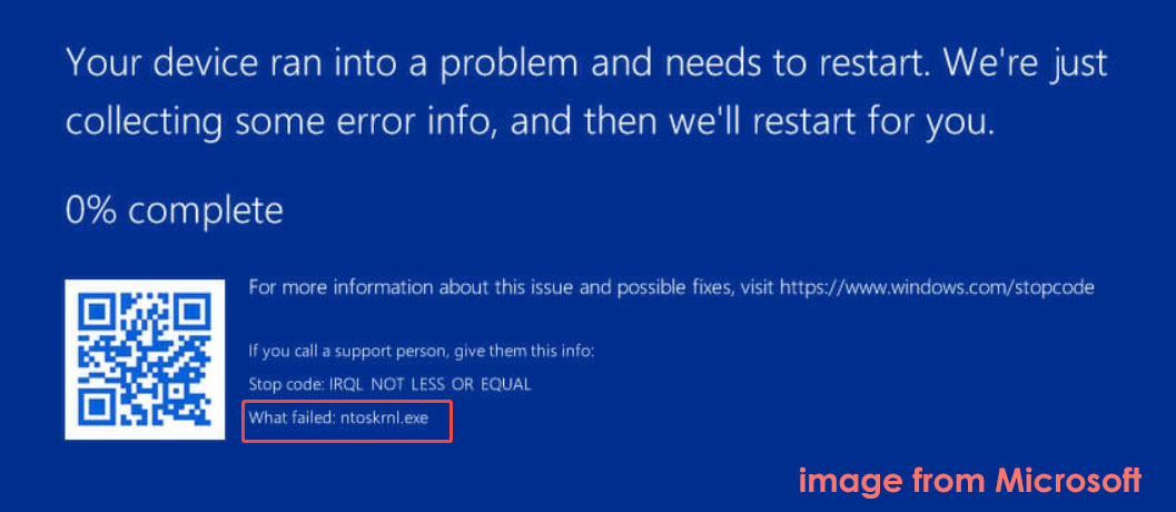 Vollständige Fehlermeldung beim ntoskrnl.exe BSOD-Fehler.