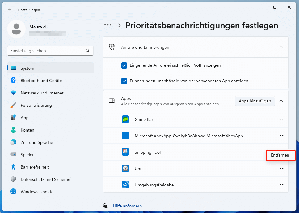 Ein Screenshot zum Deaktivieren von Benachrichtigungen für bestimmte Apps.