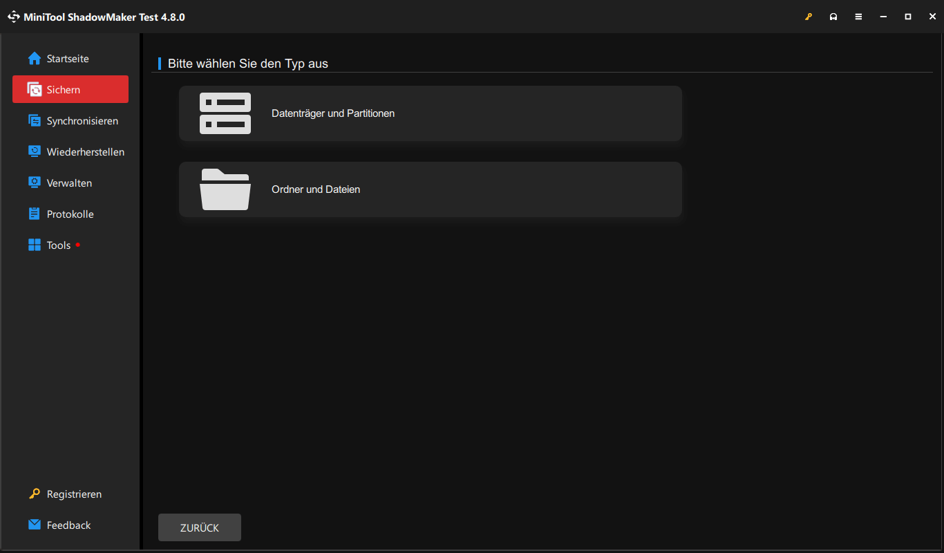 Sichern Sie Dateien und Ordner mit MiniTool ShadowMaker