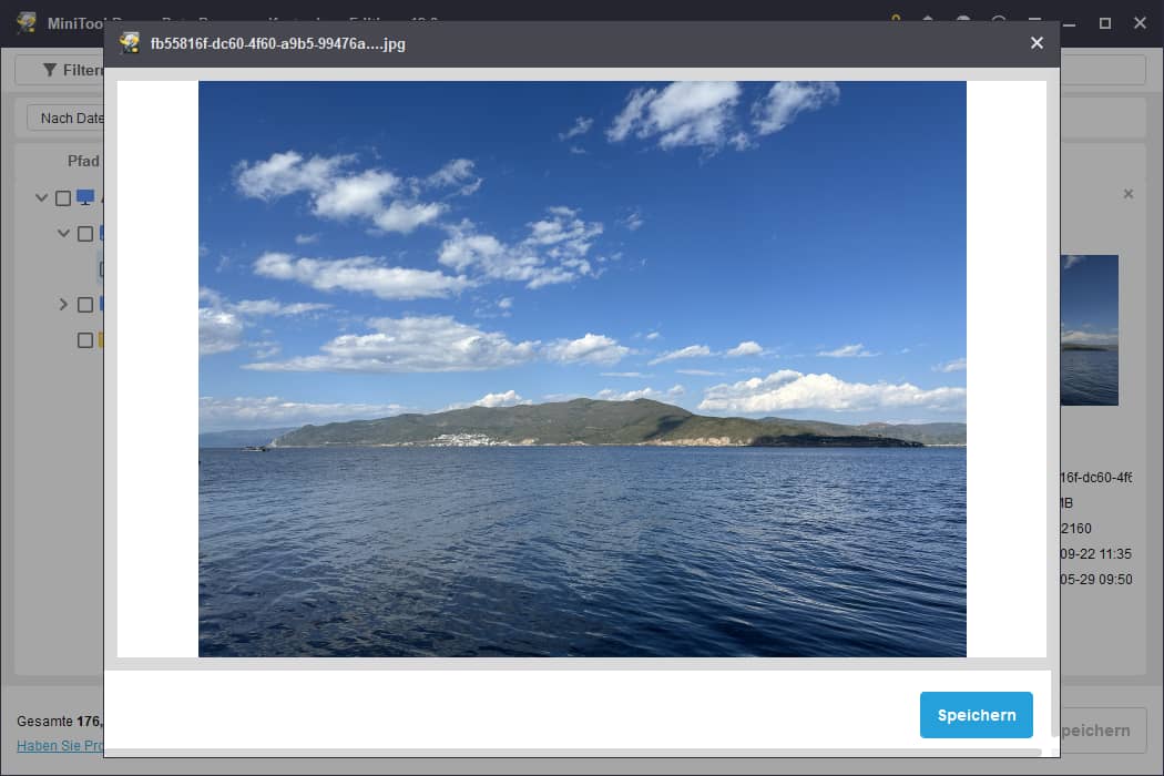 Vorschau der Datei mit MiniTool Power Data Recovery.