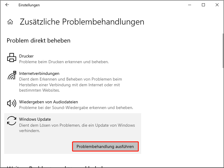Die Windows-Update-Problembehandlung ausführen.