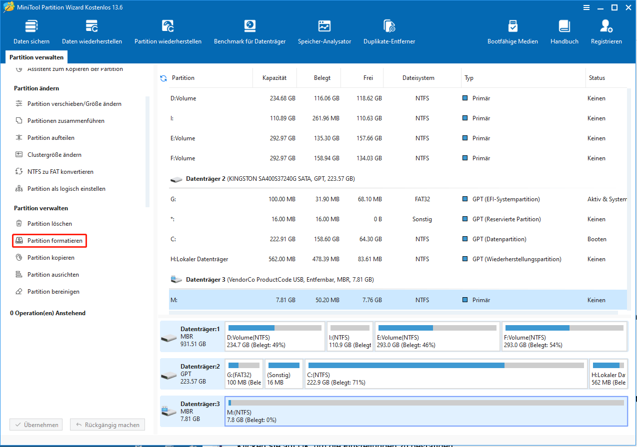 Option „Partition formatieren“ auswählen.
