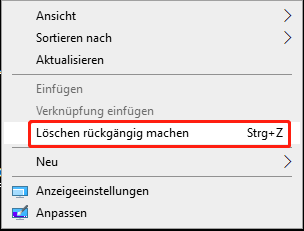 Auswahl der Option Löschen rückgängig machen.