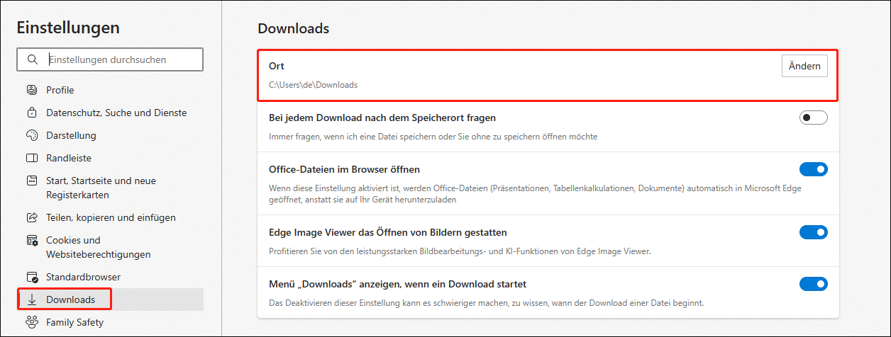 Downloads in Microsoft Edge Anzeigen.