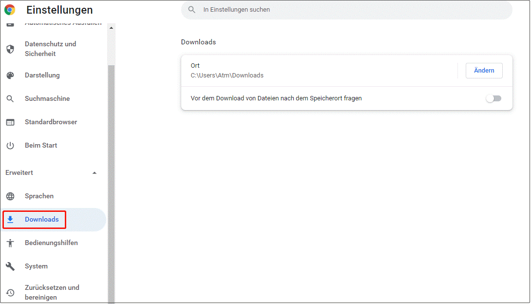 Downloads in Google Chrome anzeigen.