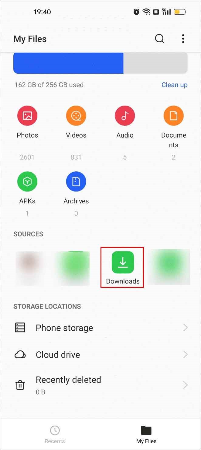 Downloads in Android.