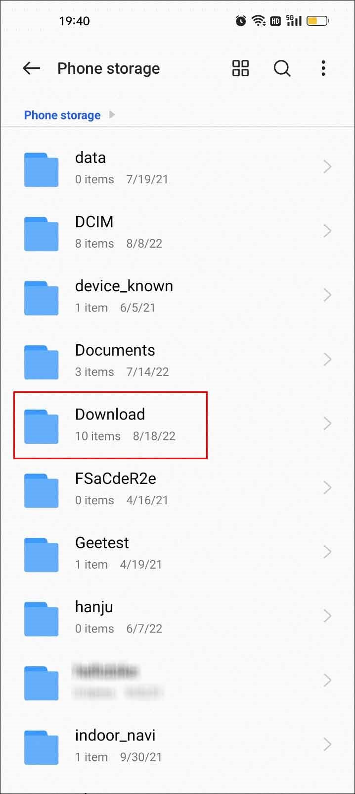 Auf den Ordner Download klicken.