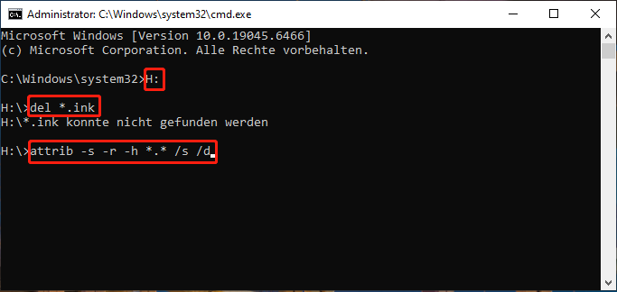 Ausführung von Befehlszeilen.