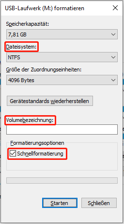 Mit dem Datei-Explorer formatieren.
