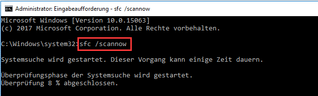 SFC-Befehl in der Eingabeaufforderung ausführen.