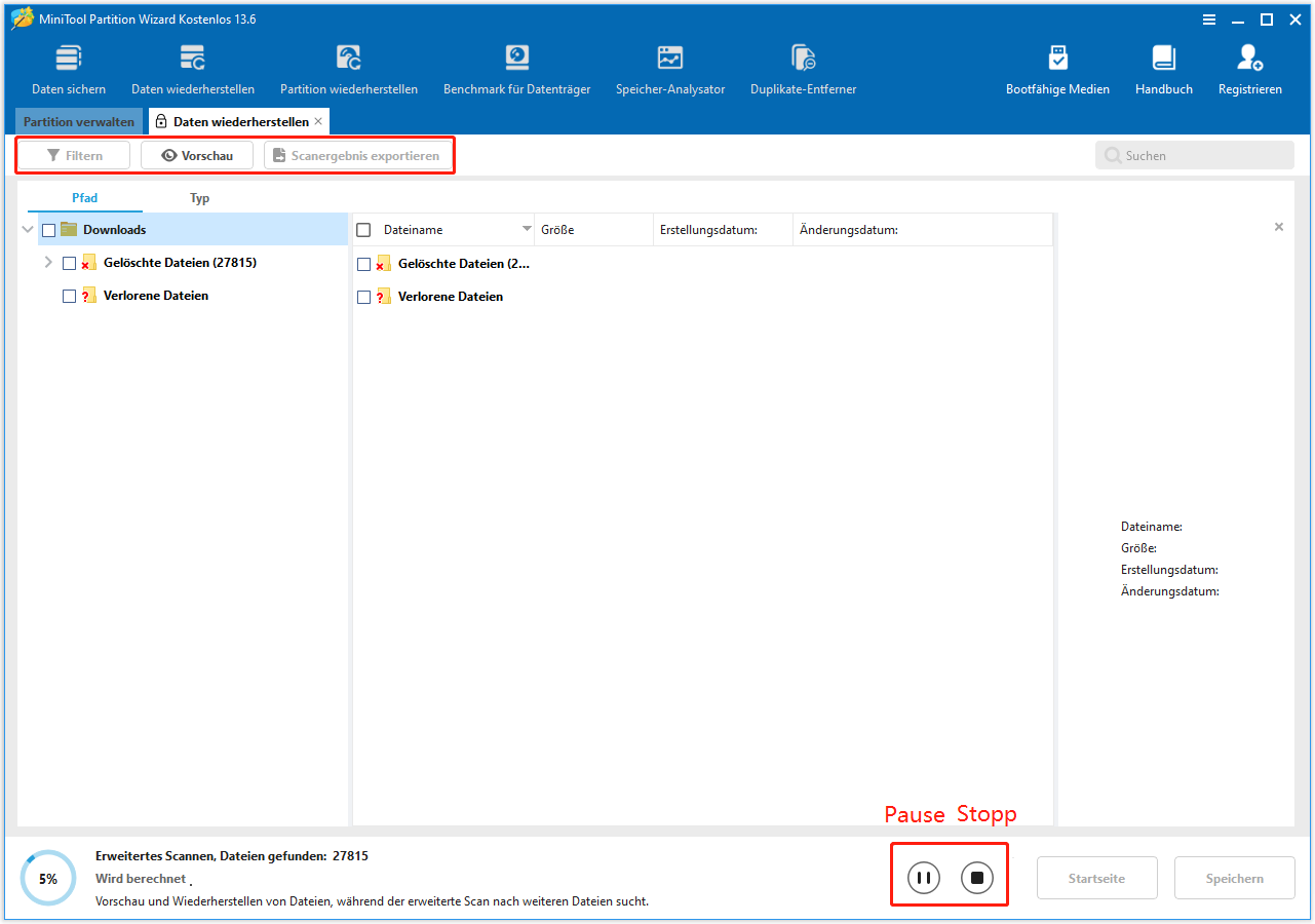 Mit MiniTool Partition Wizard Datenwiederherstellung durchführen.