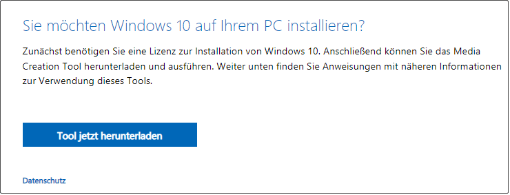 Download des Windows 10 Media Creation Tools von dieser Seite.
