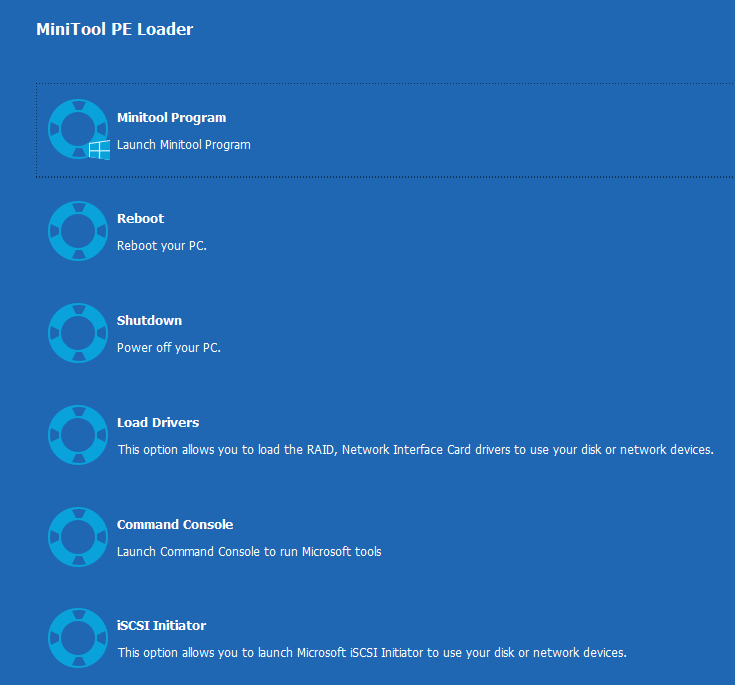 Ausführung von MiniTool ShadowMaker im MiniTool PE Loader.