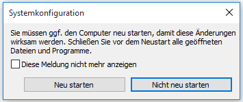 Auf Neu starten klicken.